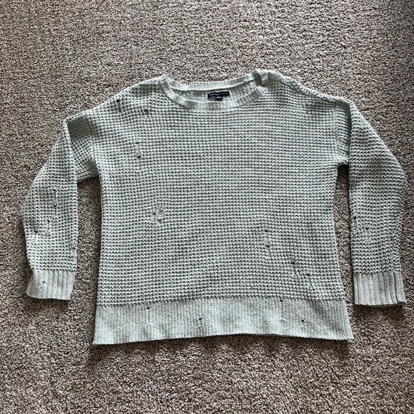 American Eagle Blue Ripped Style Sweater - Picture 1 of 3